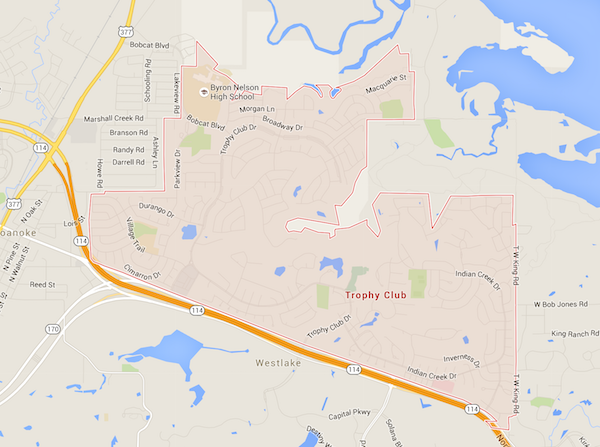 Grapvine, TX area map of lawn care - North Texas Lawns Lawns