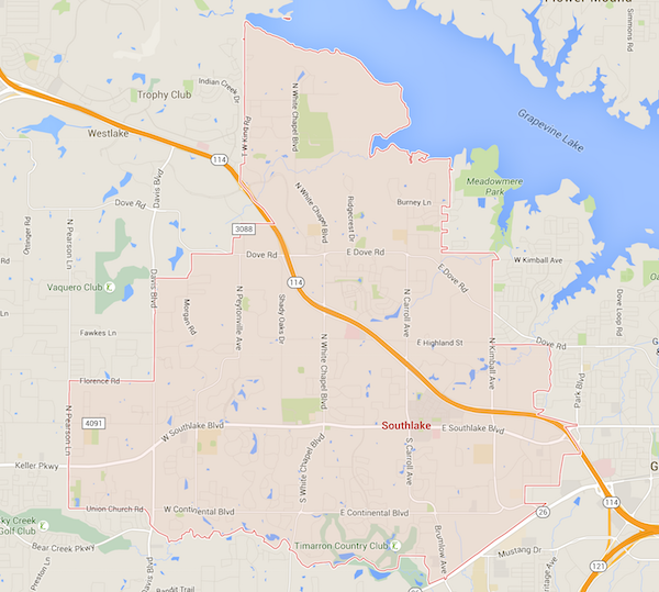 Grapvine, TX area map of lawn care - North Texas Lawns Lawns