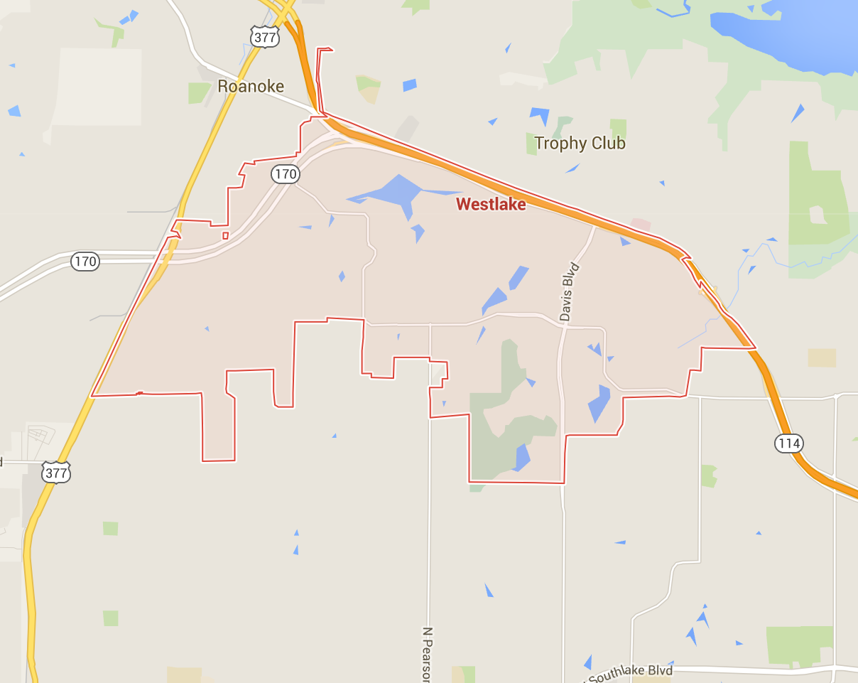 Westlake, TX area map of lawn care - North Texas Lawns Lawns